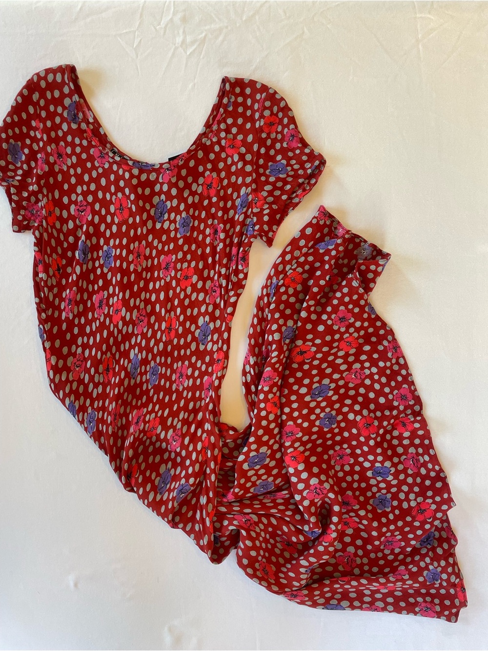 Vintage 90s Red Floral Maxi Dress